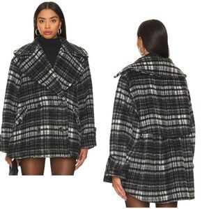 Free People Highlands Wool Coat in Salt & Pepper Revolve NWT XS